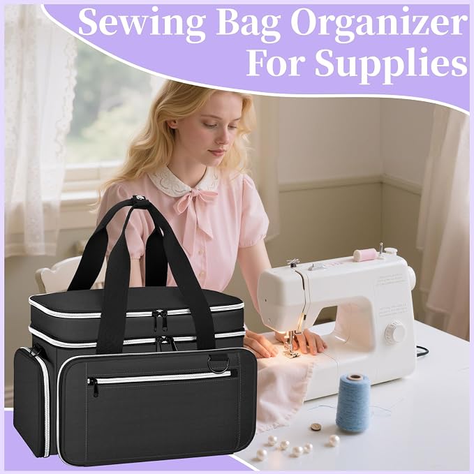 Anitor Sewing Supplies Organizer, Double Layer Sewing Storage Organizer