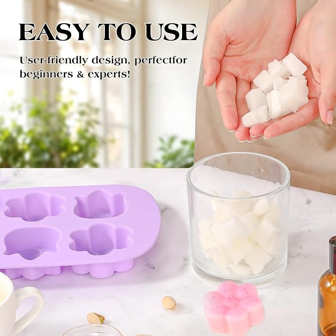 SJ Silicone Molds for Crafts, Tulip & Flower Resin Mold, 2 Pack 6 Cavity | Create Handmade Soap, Wax Melts, Resin Crafts & DIY Gifts, Flexible Material with Easy Release and Reusable Design