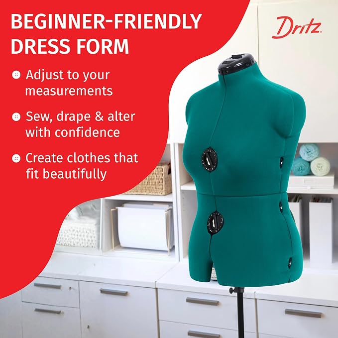 Dritz Sew You Adjustable Dress Form, Medium/Large Sizes, US 12-18 | Female Clothing Mannequin for Sewing, Fitting, and Draping