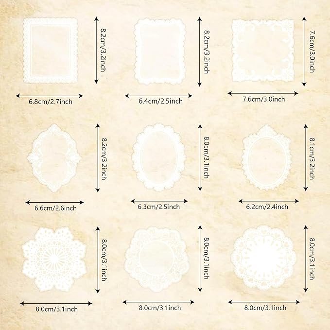 PRSTINCOL 120 PCs Lace Scrapbook Stickers,Waterproof Cutout Transparent Sticker PET Transparent Lace Stickers for Scrapbooking DIY Decoration Making Notebook Frame Album Handmade