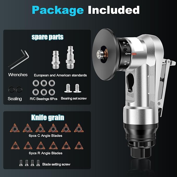 Mini Pneumatic Chamfering Machine, 30000 RPM Portable Air Beveling Machine with 1/4 Inch Air Inlet Handheld, 45° Mini Chamfering Machine Air Tools with Blades for Beveling Deburring