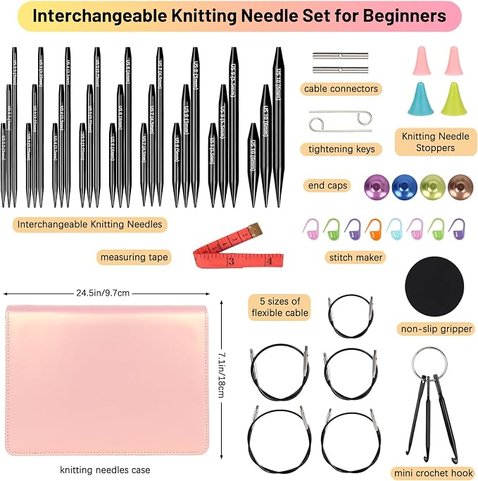 Katech Interchangeable Knitting Needles Set-27pcs Circular Knitting Needles