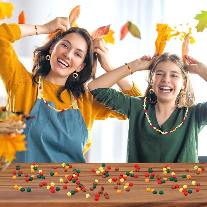 Augshy 300Pcs Fall Leaves Clay Beads for Jewelry Making