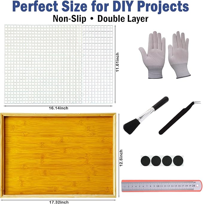 17" x 12"Stained Glass Cutting Mat, Double-Layer Non-Slip Glass Cutting Mat for Mosaic & Craft Work Surface