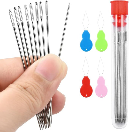 30pcs 2-3/8" Large Eye Sewing Needles for Crafts, Embroidery Needle Threader for Leather Cross Stitch Needle Darning Tapestry Quilting Needlepoint Needles Sewing Supplies Accessories