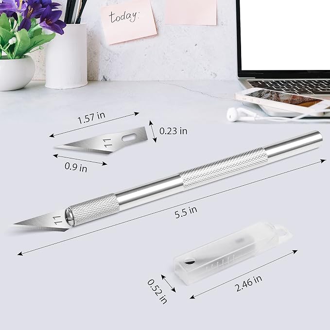 DIYSELF 23 Pack Scrapbooking Tools, Exacto Knife Craft Knife Precision Carving Hobby Knife Kit, 20 Spare Art Knife Blades for Art, Scrapbooking, Stencil, 8" x 6" Cutting Mat
