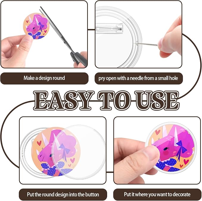 Bignc 1.7 Inch Clear Acrylic Button Pins - 20 Pack DIY Custom Design Buttons, Pin Backs & Blanks for Sublimation, Crafts, Photo Badges for DIY Gifts & School Projects,Teams, Events Badges