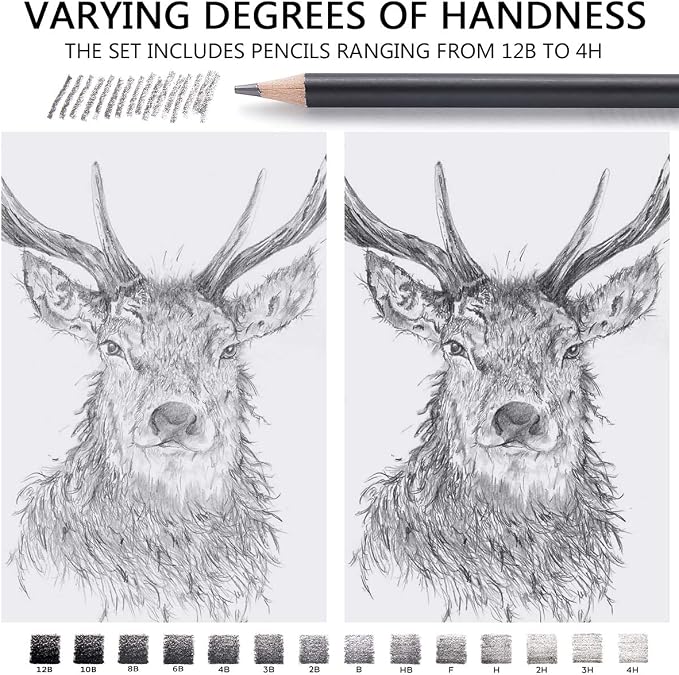 MARKART Drawing Sketching Pencils Set, 14 Pieces, Graphite Pencil(12B - 4H) | Professional Sketch Pencils for Drawing Art, Sketching, Shading & Art Projects , Artist Pencils for Beginners & Pro Artists