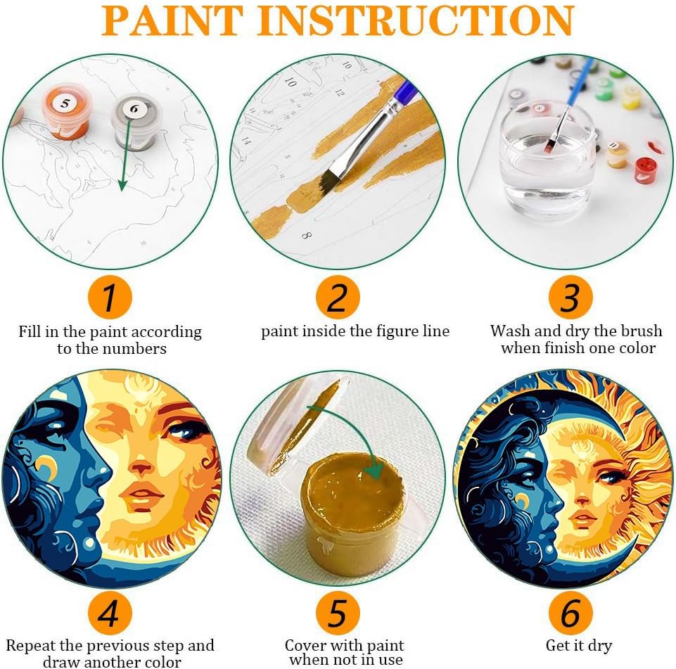 Axquilon 3 Packs Framed Paint by Numbers Kit for Adults 8x8in