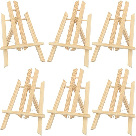 Yiksonyo 6 Pack 12 Inch Wooden Easel, Tabletop Wood Easels Stand, Wooden Easel for Painting, Art, and Crafts