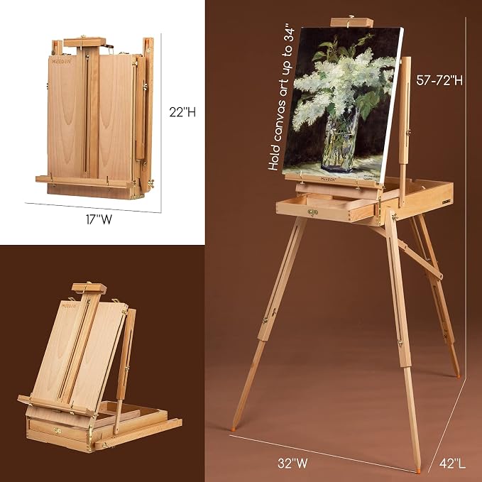 MEEDEN Art Set with French Easel: Acrylic Painting Kit for Adult Artists | Complete Starter Kit with 10–60ML Acrylic Paints and Paintbrushes for Beginners and Professional Artists