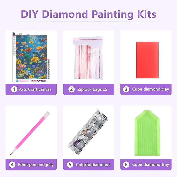 Diamond Art Kits for Adults,Colorful Fish Diamond Painting 12 x 16 Inch