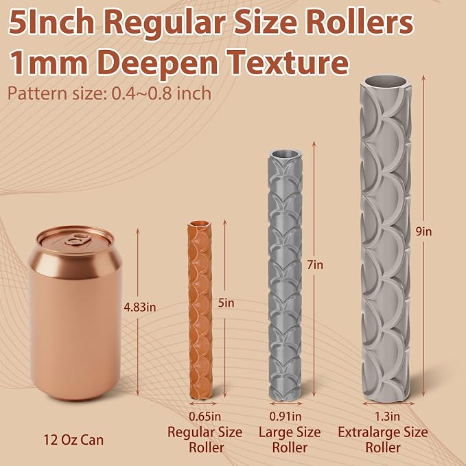 20 Pcs Clay Texture Rollers Set, 3D-Printed Clay Pottery Tools
