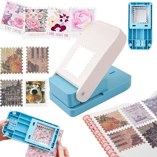 BAOFALI Extra Large Stamp Punch, 2.5x2.1inch Postage Stamps Punch, Portable Lever Craft Hole Cutter Puncher, Stamp Shaped Paper Puncher, Paper Punches for Journaling Crafting DIY Scrapbooking Crafts