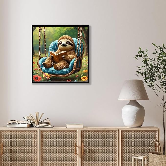 TCDZMYGS Paint by Numbers Kit for Adults Beginner-Sloth,10x10 inch | Paint by Number for Beginner,Adult Paint by Number,HD Color Canvas,DIY Tool Kits,Stress Relief Craft,Great Gift,With Frame