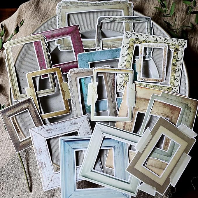 CATaireen Vintage Junk Journal Ephemera Scrapbooking Supplies Translucent Vellum Paper Stickers Card Making Decal Art Aesthetic for Adults (Ephemera Frame)