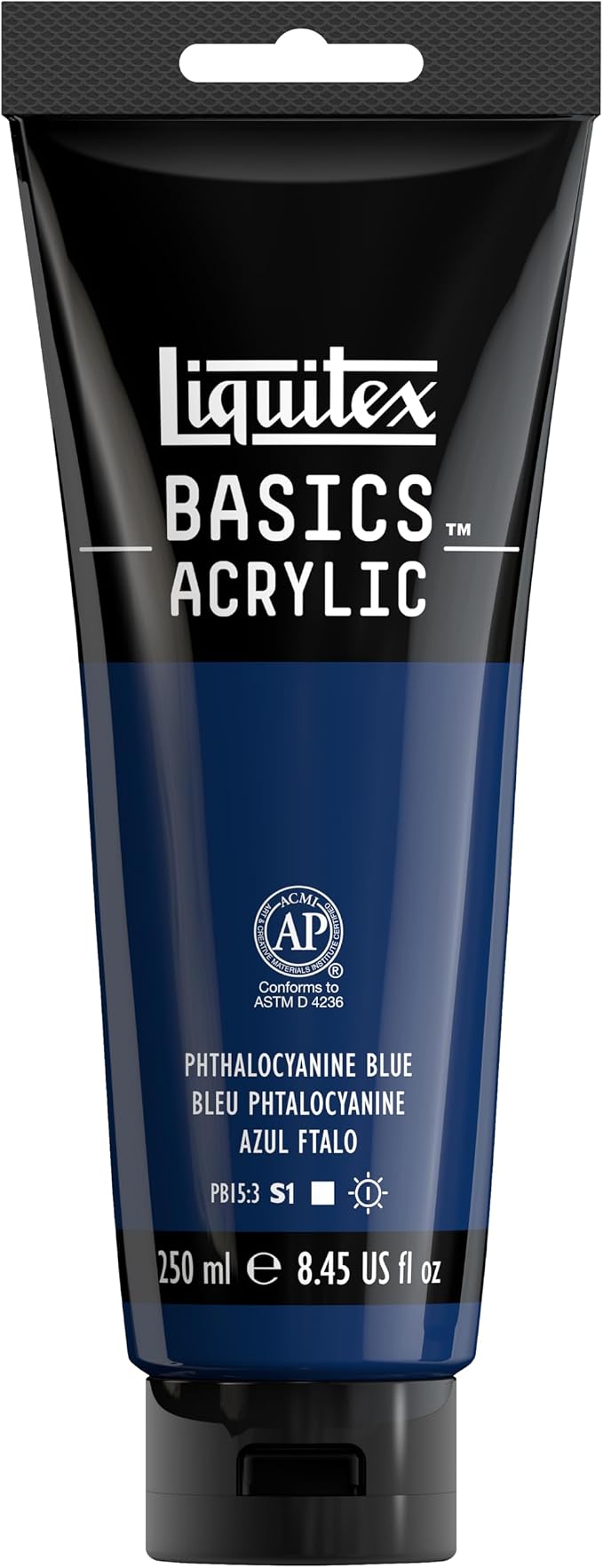 Liquitex BASICS Acrylic Paint, 8.5-oz Tube, Phthalocyanine Blue | Medium Viscosity, Satin Finish, Lightfast, Fine Art Pigments, Range of Opacities, Easy Blending