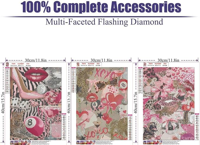 3 Pack Pink Diamond Art Kits for Adults Diamond Painting Kit for Adults