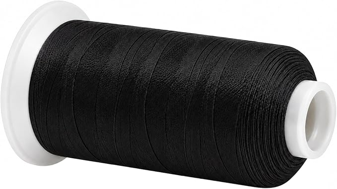 Mandala Crafts Black Tex 70 Polyester Heavy Duty Thread for Upholstery | 1500 Yds T70 UV Resistant Strong Thread for Leather Sewing, Marine, Drapery, Jeans, Hair Weaving & Extension, Outdoor