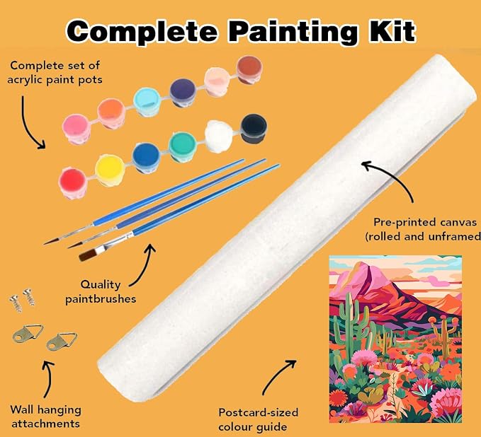 Meothan Paint by Numbers Kit for Adults Beginner 16x20 inch (Without Frame) | Cactus Flowers Adult Paint by Number Kits on Canvas, DIY Desert Acrylic Oil Easy Painting by Numbers for Home Wall Decor