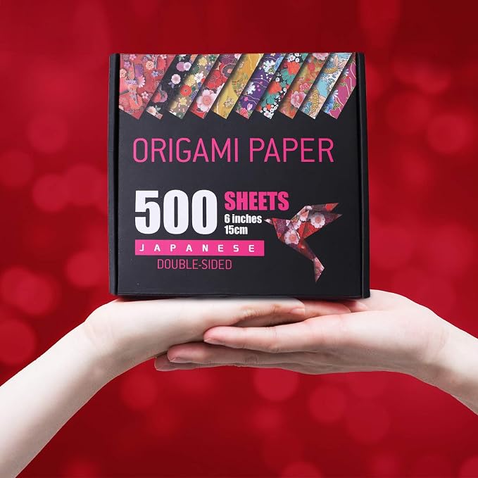 Japanese Washi Origami Paper 500 Sheets, 10 Vivid Colors, Colors Make Colorful and Easy Origami,6 Inch Square Sheet, Papers, Arts and Crafts Projects (E-Book Included)