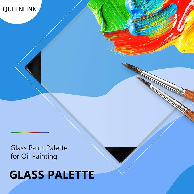 Glass Palette for Oil Painting, 16 x 12 Inches, Ultra Clear, Easy to Clean