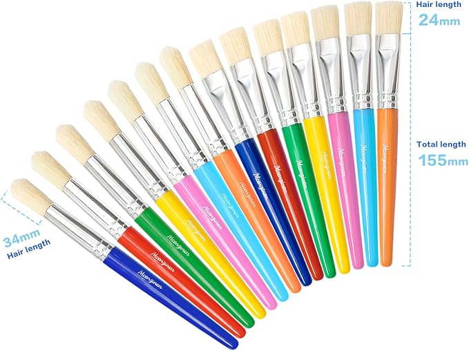28Pcs Kids Paint Brushes Set for Watercolor, Acrylic & DIY Crafts