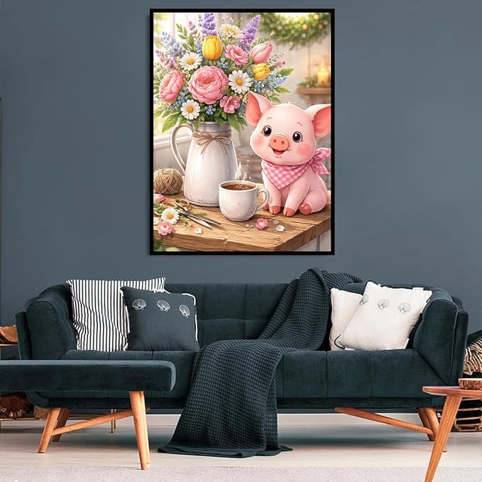 ijbnhd Diamond Art Kits for Adults Cute Pig 12 X 16inch
