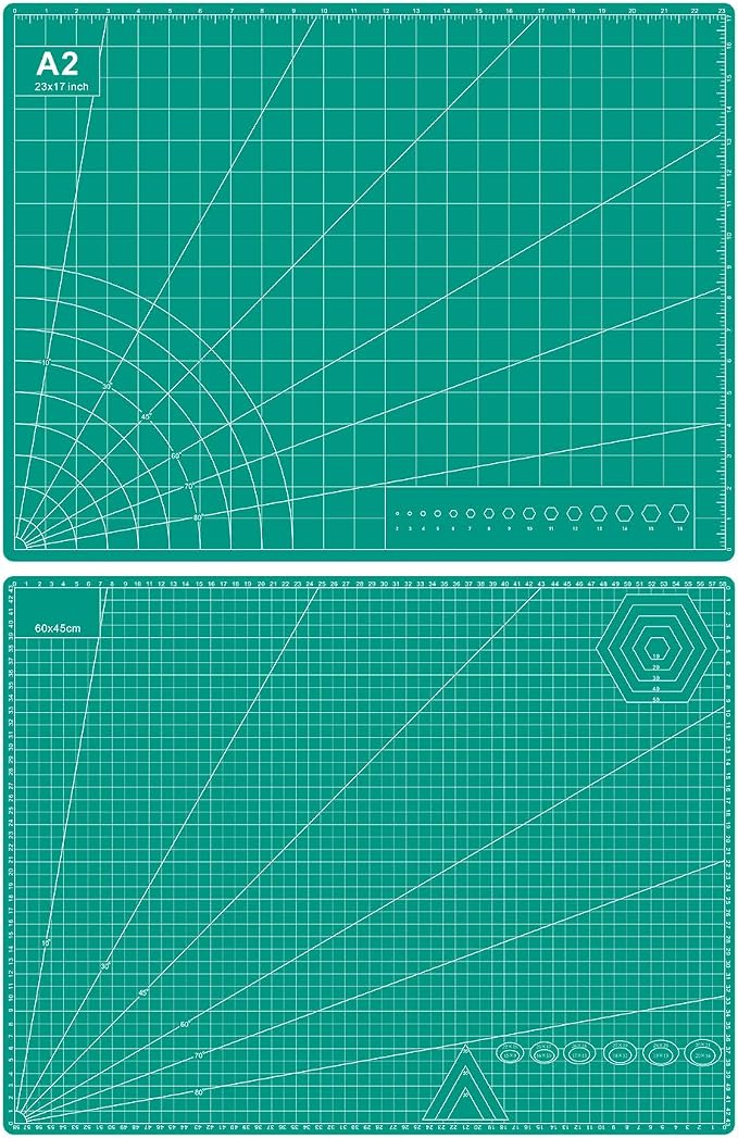 Self Healing Cutting Mat, 17" x 23", Double-Sided Rotary Cutting Mat for Sewing, Quilting, Scrapbooking, Fabric & Craft Cutting Board (A2), Green