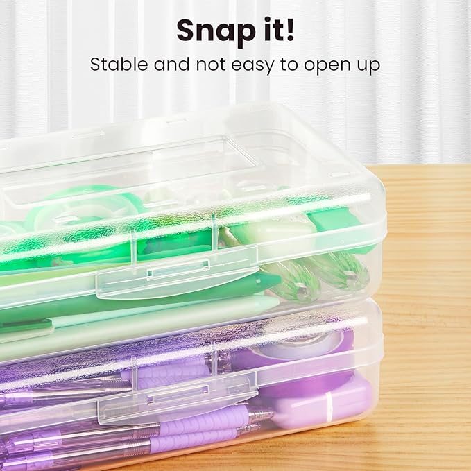 Sooez 6 Pack Pencil Box, School Box, Hard Pencil Boxes for School Supplies
