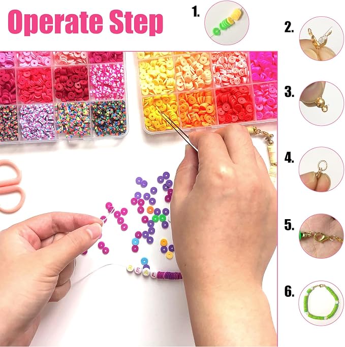YMSDZHL 7100PCS 48 Color Polymer Clay Beads Friendship Bracelet Making Kit