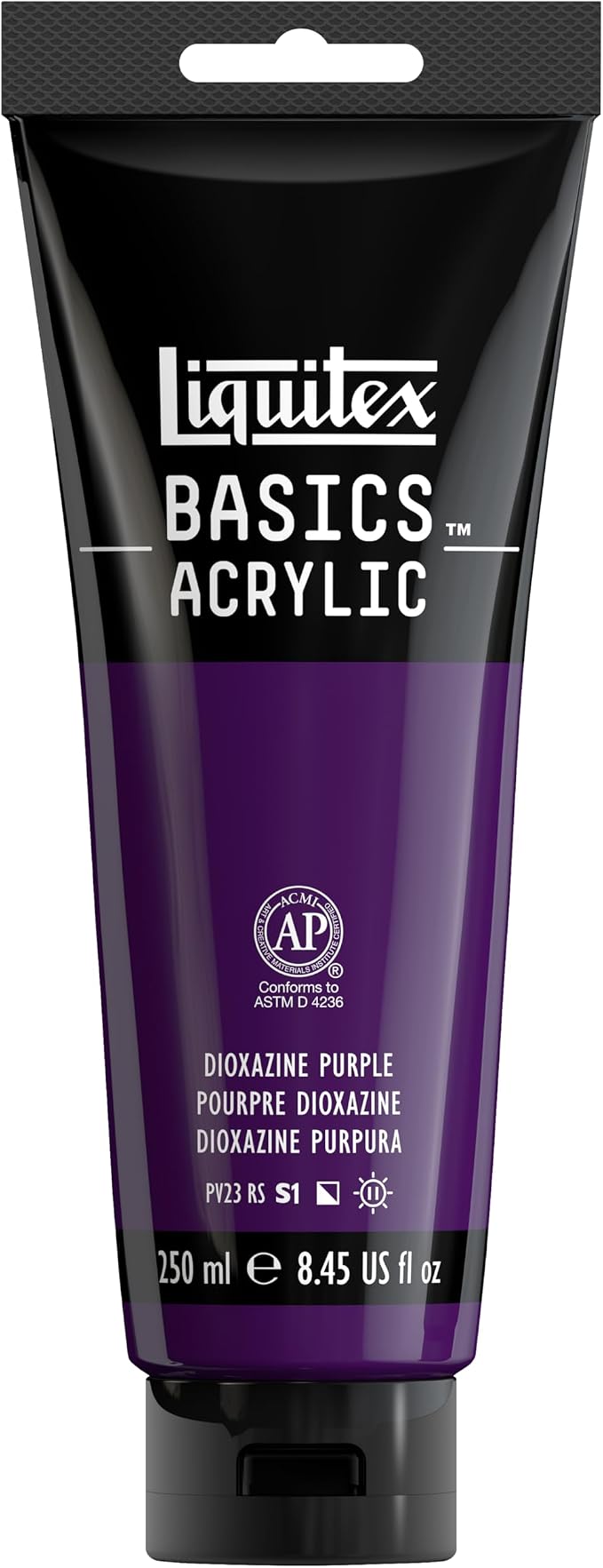 Liquitex BASICS Acrylic Paint, 8.5-oz Tube, Dioxazine Purple | Medium Viscosity, Satin Finish, Lightfast, Fine Art Pigments, Range of Opacities, Easy Blending