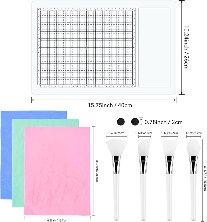 9Pcs/SetMagnetic Glass Craft Mat Set; 15.75"x10.24"Heat Resistant Glass Media Cutting Mat W/MagnetsGridlines and measurements; for Cutting, Stamping, Mixed Media, Heat Embossing and Hot Glue Projects