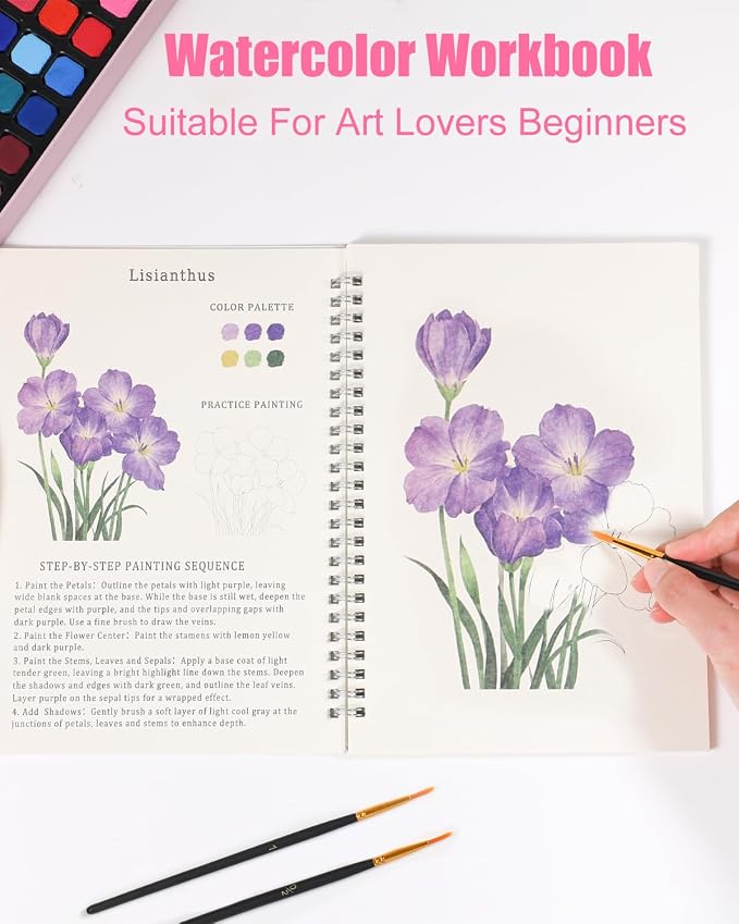 Flower Watercolor Workbook for Adults and Beginners