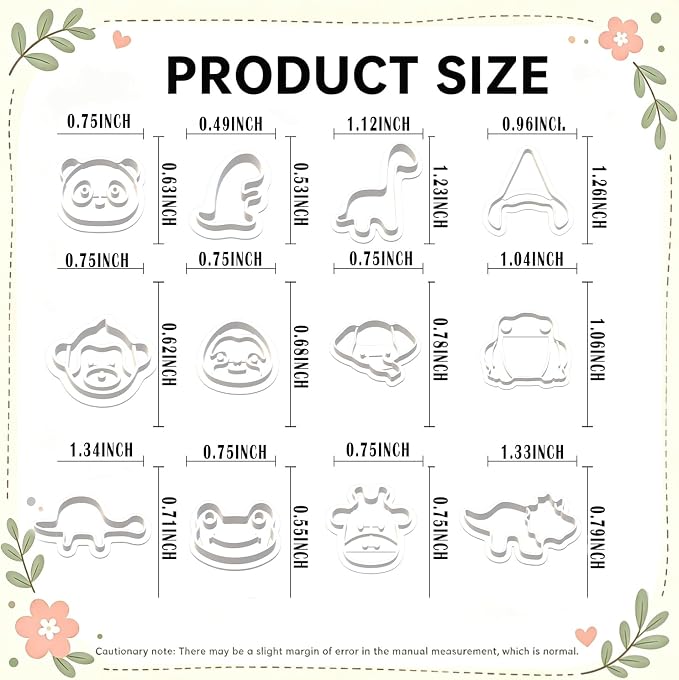 12pcs Jungle Dino Animal Clay Cutters