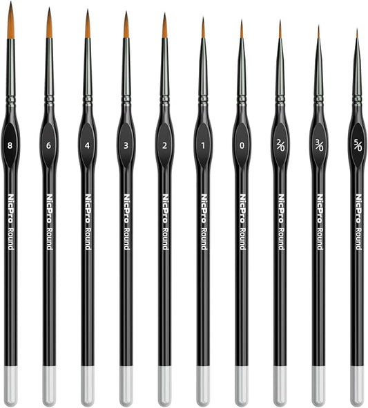 Nicpro 10 PCS Detail Paint Brushes Set, Miniature Brushes for Fine Detailing & Art Painting - Acrylic, Watercolor, Oil, Models, Paint by Numbers, Craft