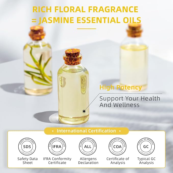 HIQILI Jasmine Essential Oil for Diffuser, Hair & DIY Perfume