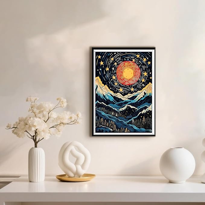 DOTSOPS Mountain Diamond Art Painting Kits DIY Paint by Diamonds for Adults | Crafts DIY 5D Diamond Art Packs Kits for Adults,Round Full Drill for Beginner,Home Wall Decoration Gift 11.8 x 15.7 Inches