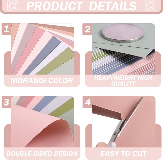 5x7 Inch Cardstock Morandi Mixed Colors 250GSM/92LB 60 Sheets Card Stock