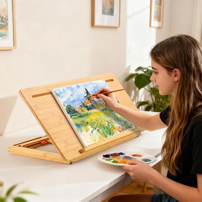 Nnewvante Foldable Lap Easel for Painting with Adjustable Height & Angle