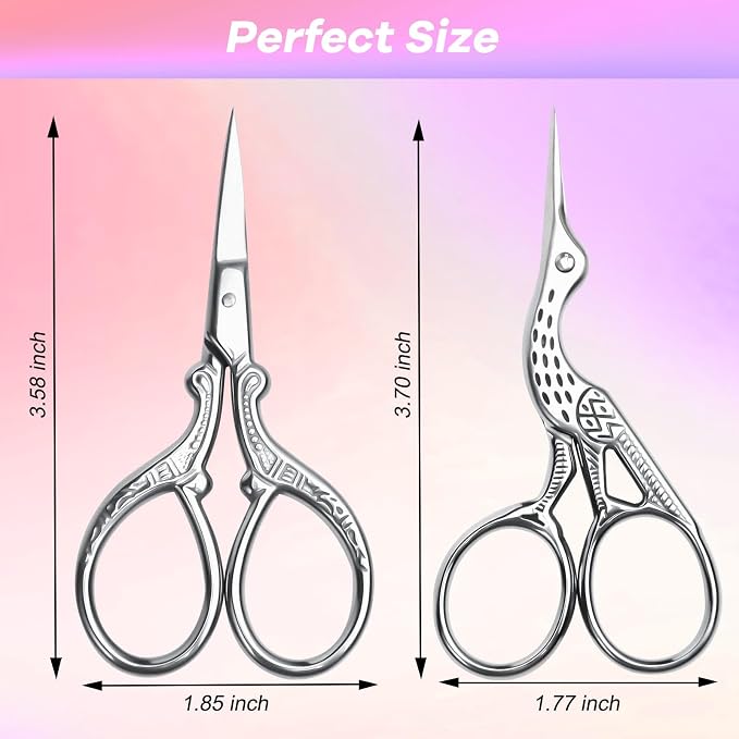 AQUEENLY Embroidery Scissors 2 Pcs Small Sewing Scissors Sharp Stainless Steel 3.6 Inches for Artwork, Crochet, Needlework, Threading, Silver
