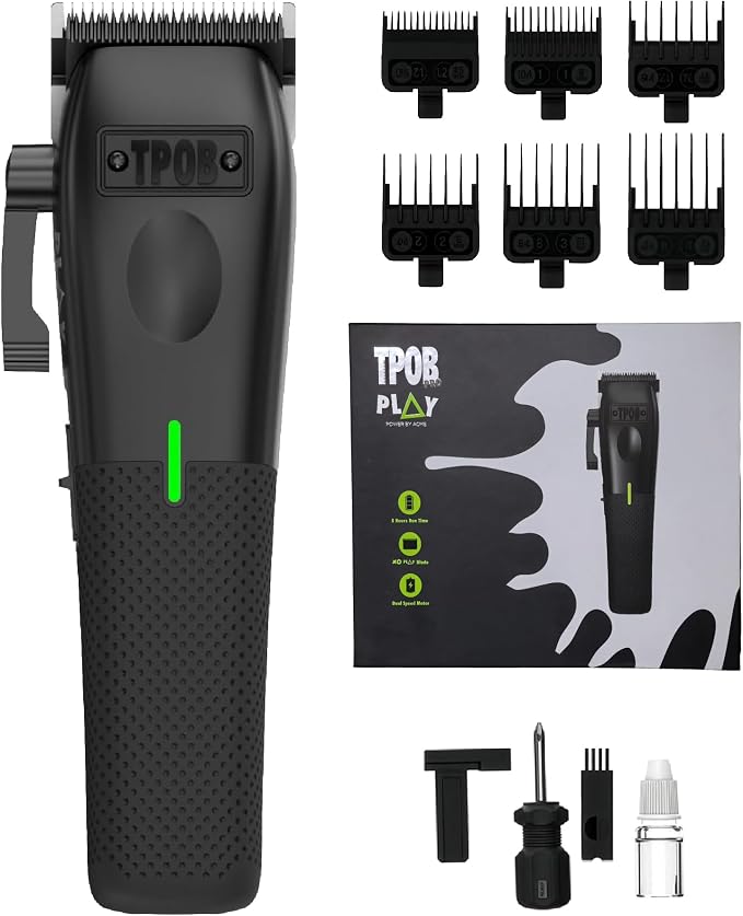 TPOB Play Barber Hair Clippers for Men 7500 RPM with Rubber Grips (Blackout)