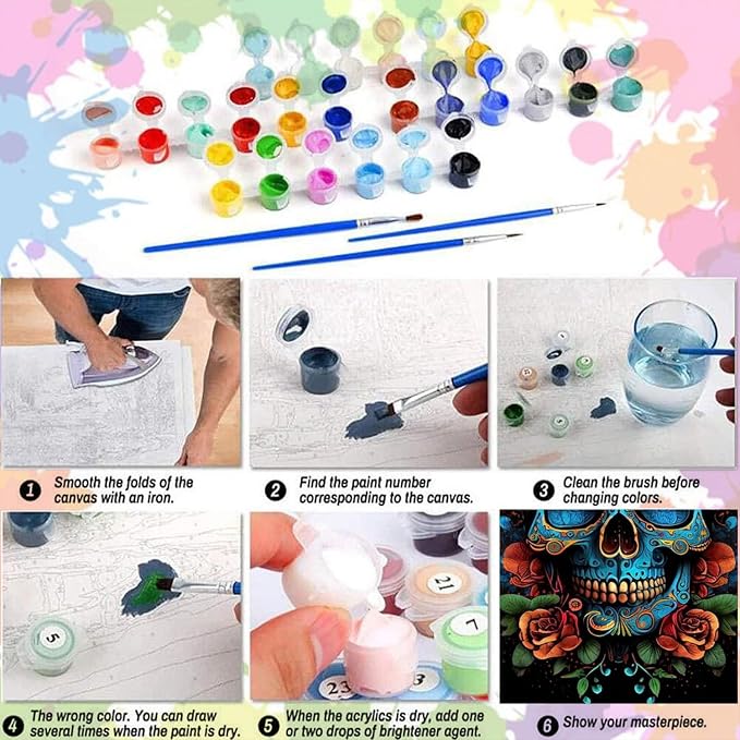 Arttoplus Skull Paint by Numbers Kit for Adults Beginner 16x20 inch | Butterfly Adult Paint by Number Kits on Canvas, Skeleton Oil Painting by Number for Gift Home Wall Decor (Without Frame)