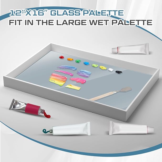 Nuanchu 2 Pcs Tempered Glass Palette for Oil Painting, 12 X 16 Inches Grey