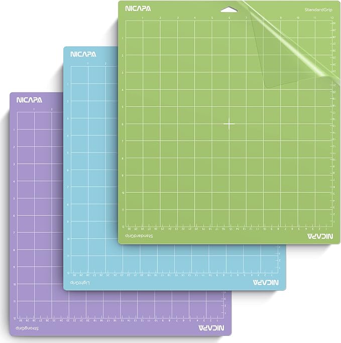Cutting Mat for Cricut Maker 3/Maker/Explore 3/Air 2/Air/One,6 Packs Adhesive&Sticky Non-Slip Flexible Square Gridded Cut Mats (12x12 inch3pack,12x24 inch,3pack) Replacement Mats Vinyl Craft