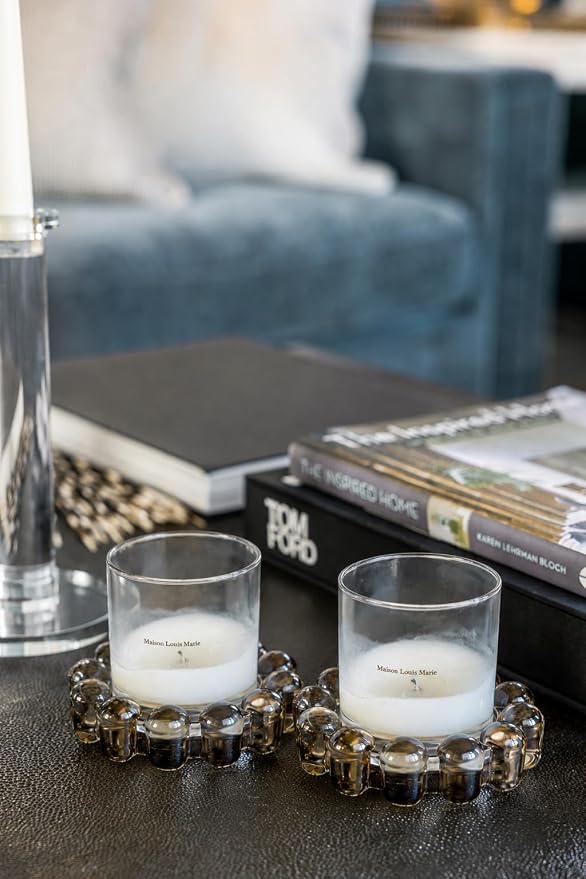Alice Lane Home Collection Original Smoky Small Bubble Candle Dish 2-Pack | Matching Pair, Votive Plate, Diffuser Base, Wax Catcher, Decorative Tray, Jewelry Catchall, Tablescape Styling