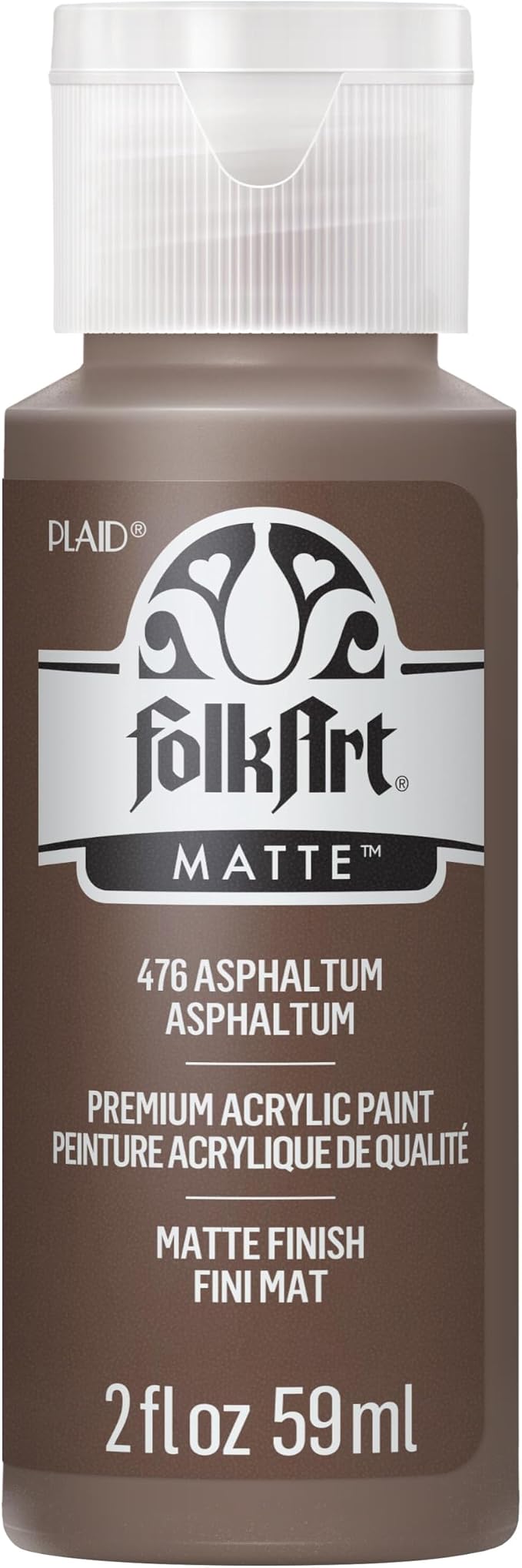 FolkArt Acrylic Paint in Assorted Colors (2 oz), 476, Asphaltum