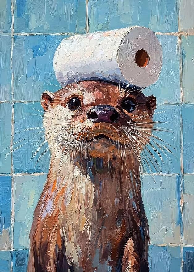 FunLynJoy Paint by Numbers for Adults Beginner, Funny Animals Paint by Numbers Funny Pet 16 x 20 Inch (Otter)