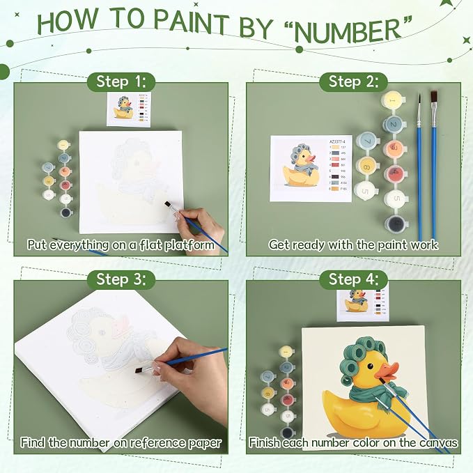 Nezyo 12 Sets Animals Paint by Numbers Kit with Frame for Adult Beginners, DIY Acrylic Paint Canvas for Painting Party, Classroom Activity Birthday Gift, 8 x 8 Inch (Animal)