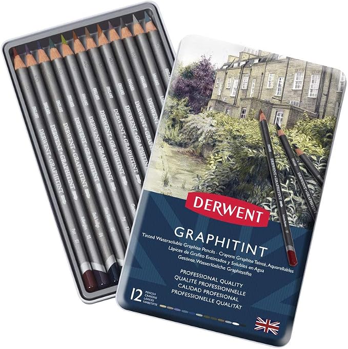 Derwent Graphitint Pencils, Metal Tin, 12 Count (0700802)